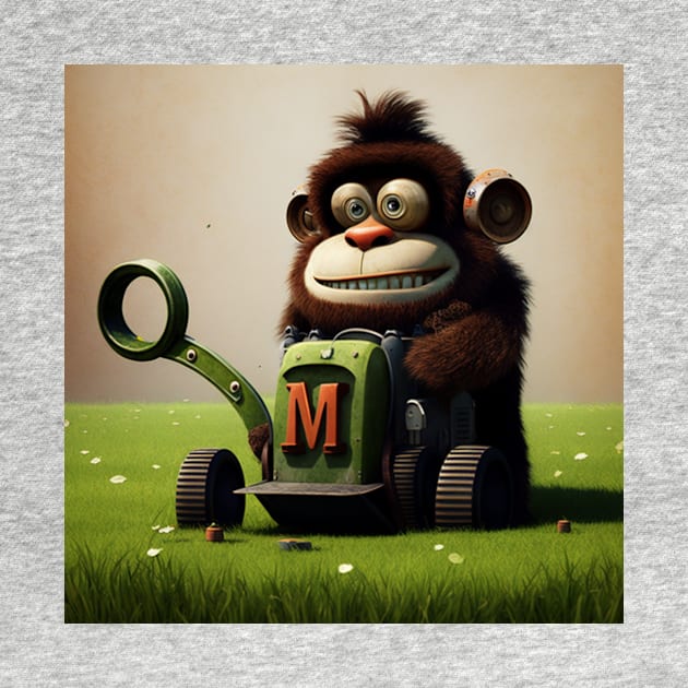 Letter M for Monkey Mowing lawn from AdventuresOfSela by Parody-is-King